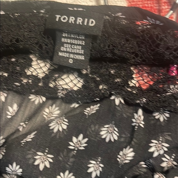 Torrid Sheer Black Blouse with White Floral Design - Picture 7 of 7